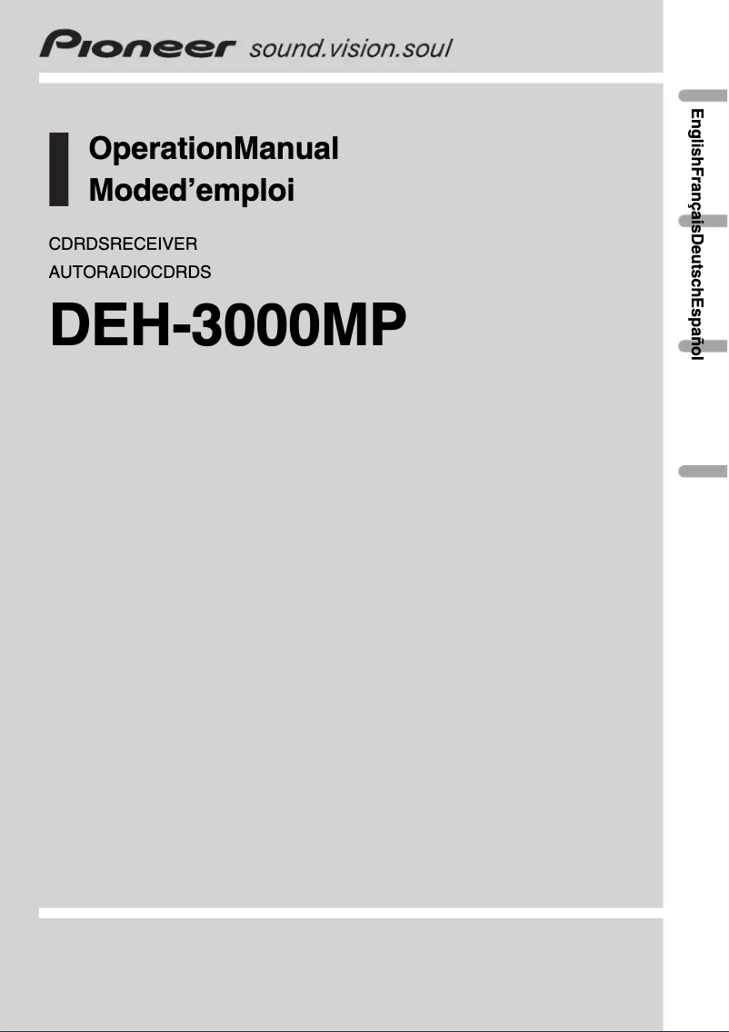 Image de la première page du manuel de l'appareil DEH-3000MP
