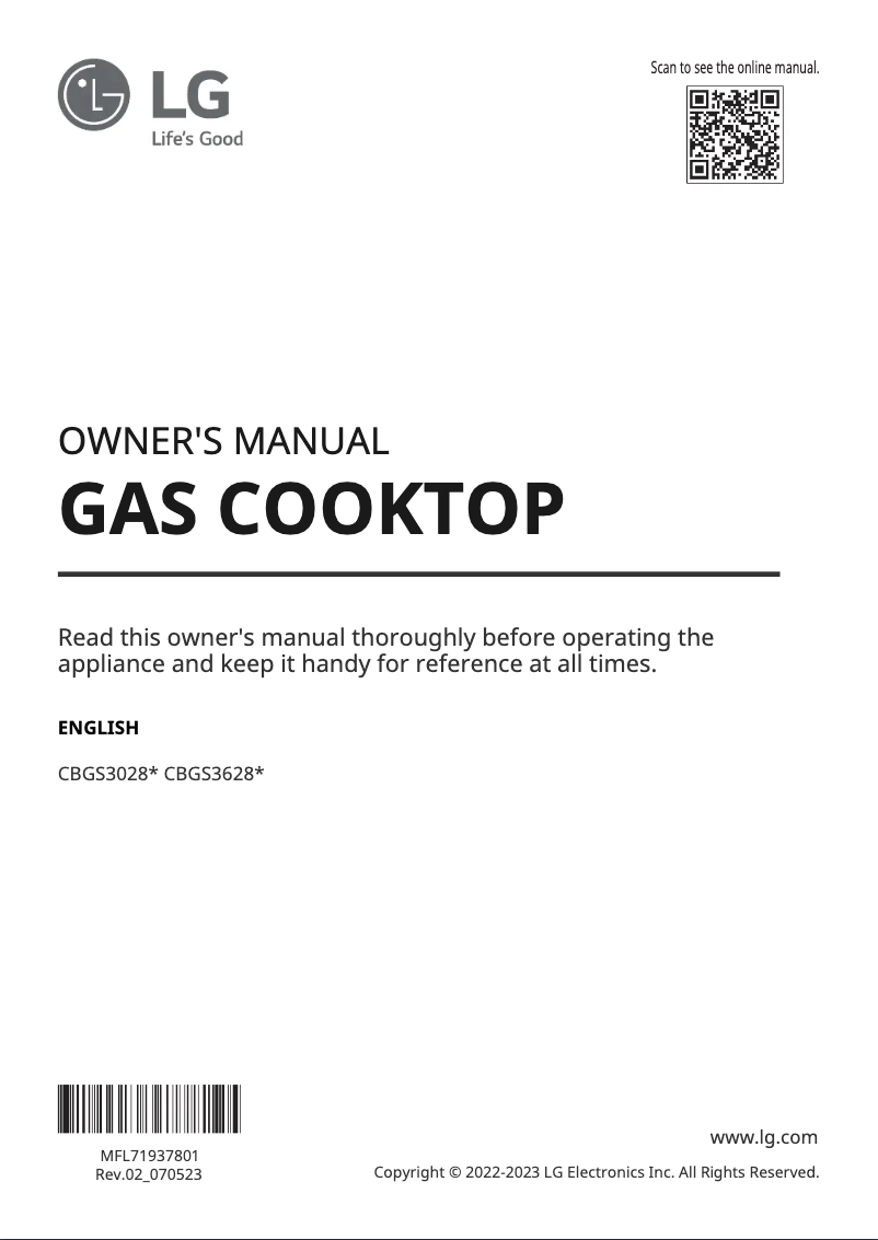 Page n°1 - Manuel utilisateur LG Studio CBGS3628N