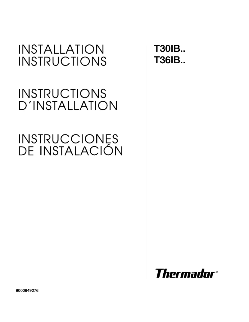 Página 1 del manual Guía de instalación Thermador T36IB800SP