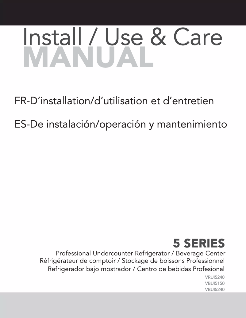 Page 1 de la notice Manuel utilisateur Viking VBUI5150GLSS