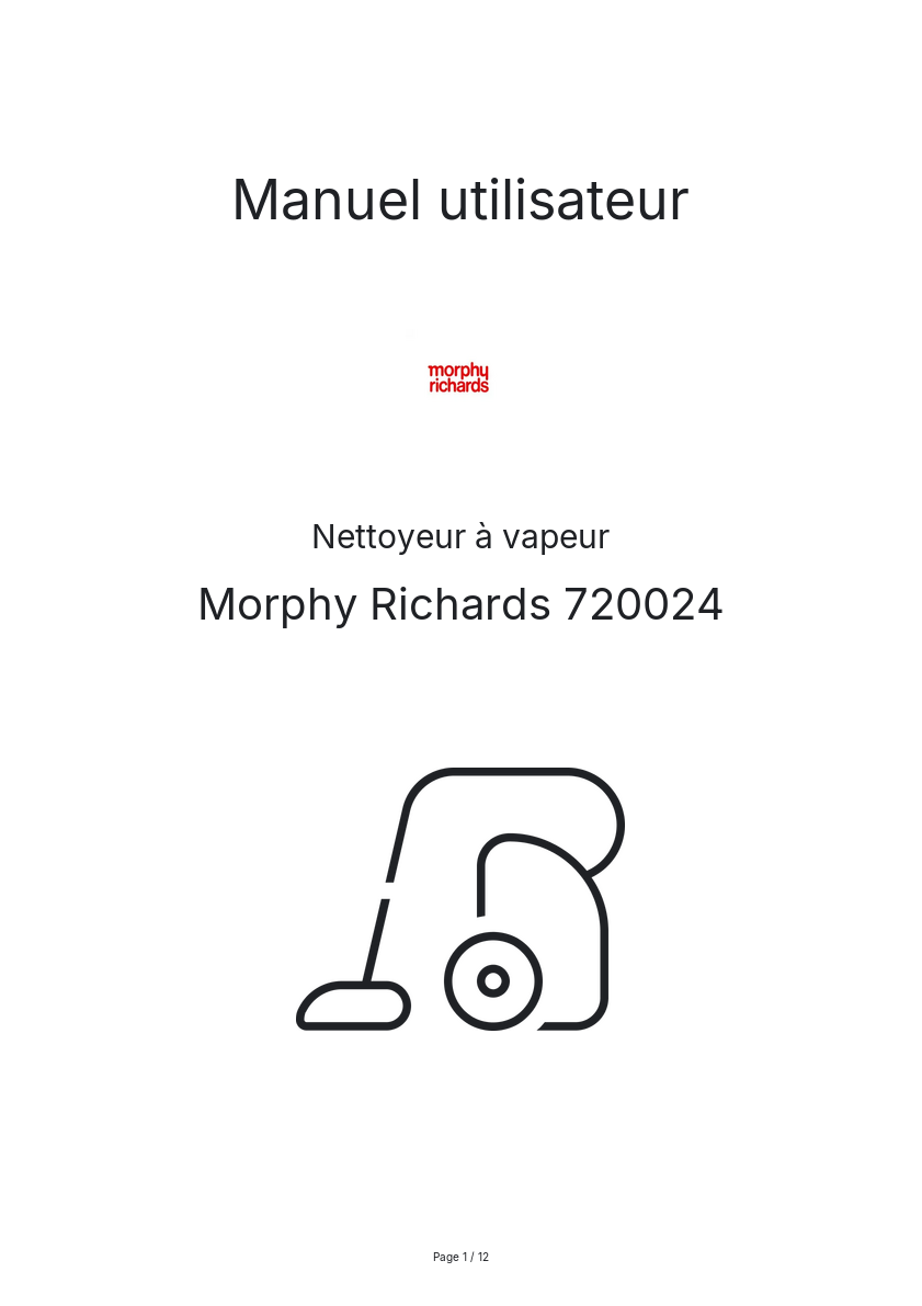 Page n°1 - Manuel utilisateur Morphy Richards 720024