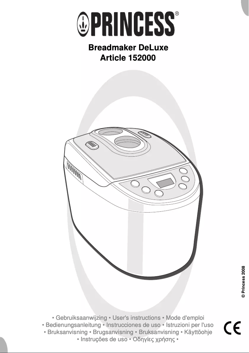 Page n°1 - Manuel utilisateur Princess Bread Maker DeLuxe