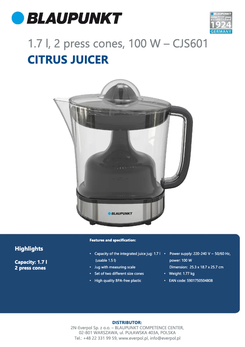 Page 1 de la notice Manuel utilisateur Blaupunkt CJS601