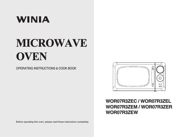 Page n°1 - Manuel utilisateur Winia WOR07R3ZEM
