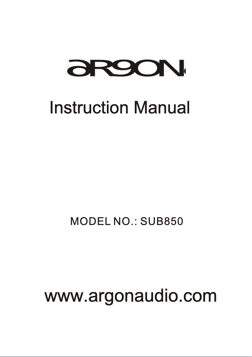Página 1 del manual Manual de usuario Argon SUB850