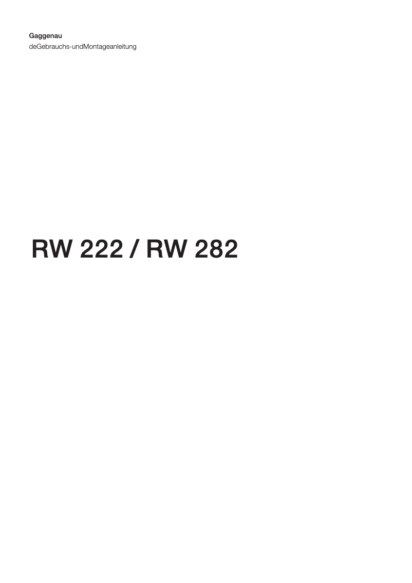 Image de la première page du manuel de l'appareil RW222261