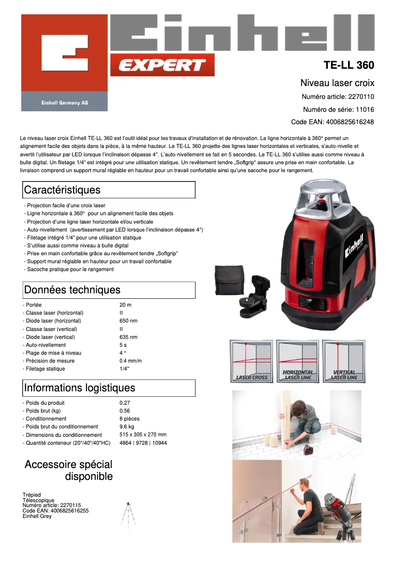 Image de la première page du manuel de l'appareil TE-LL 360