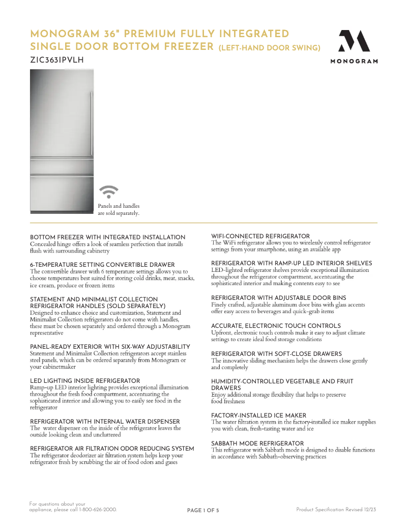 Image de la première page du manuel de l'appareil ZIC363IPVLH