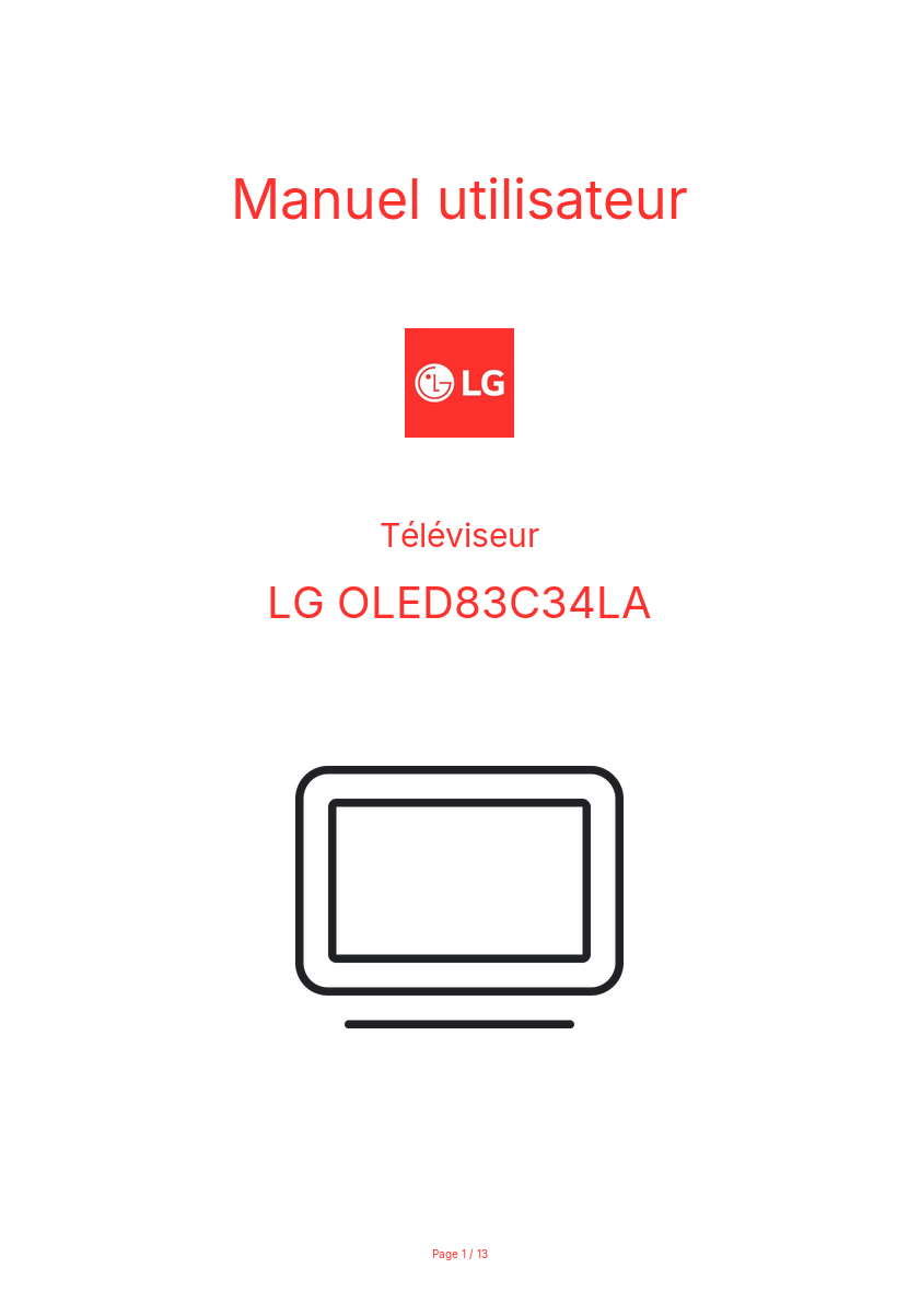 Image de la première page du manuel de l'appareil OLED83C34LA