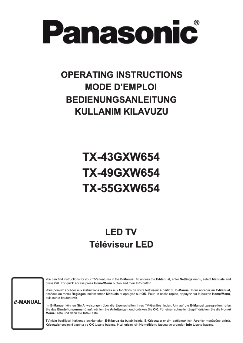 Page 1 de la notice Manuel utilisateur Panasonic TX-49GXW654