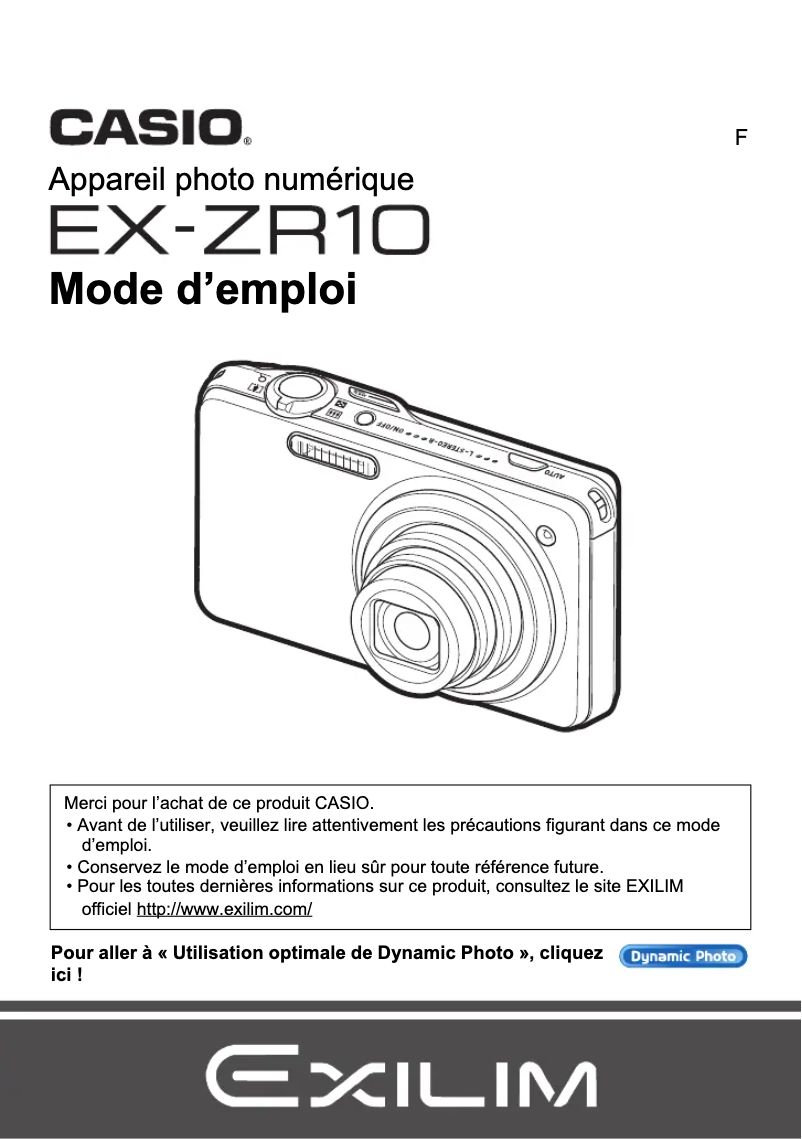 Page n°1 - Manuel utilisateur Casio Exilim HS EX-ZR10