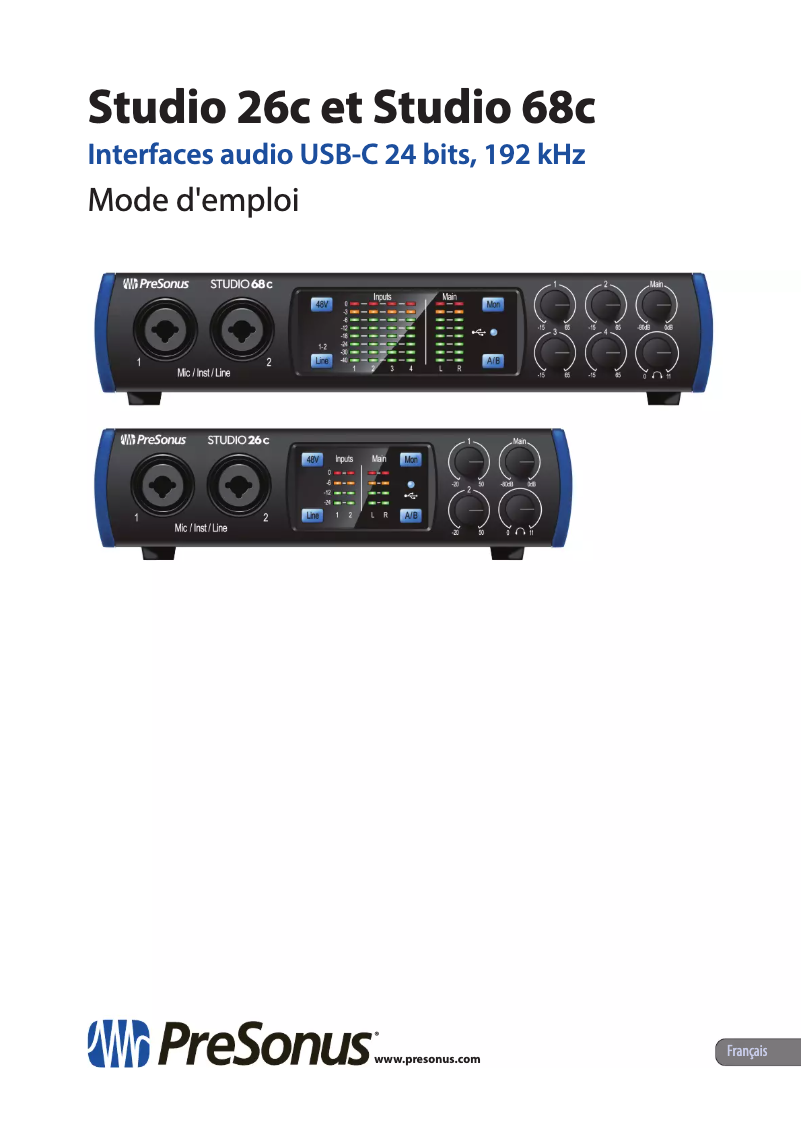 Page 1 de la notice Manuel utilisateur PreSonus Studio 26c