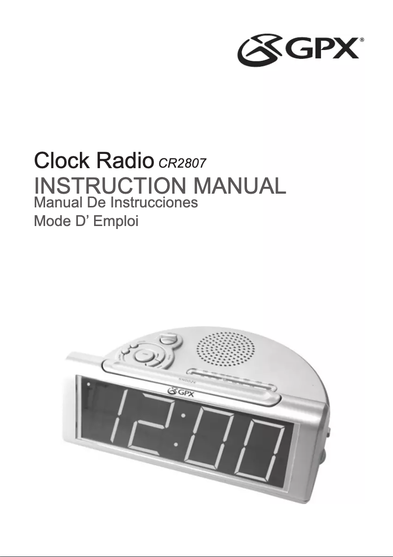 Page n°1 - Manuel utilisateur GPX CR2807