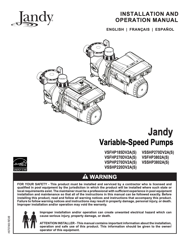 Page n°1 - Manuel utilisateur JANDY VSFHP3802AS
