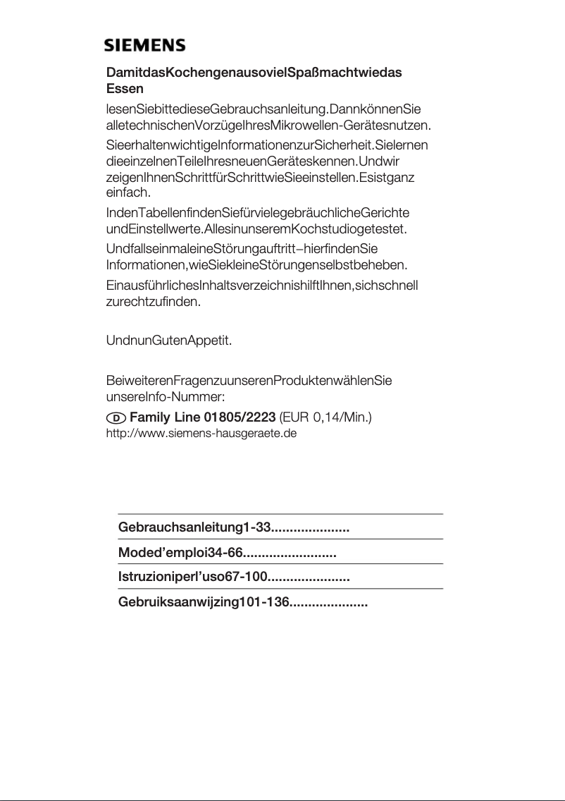 Page 1 de la notice Mode d'emploi Siemens HF15M252