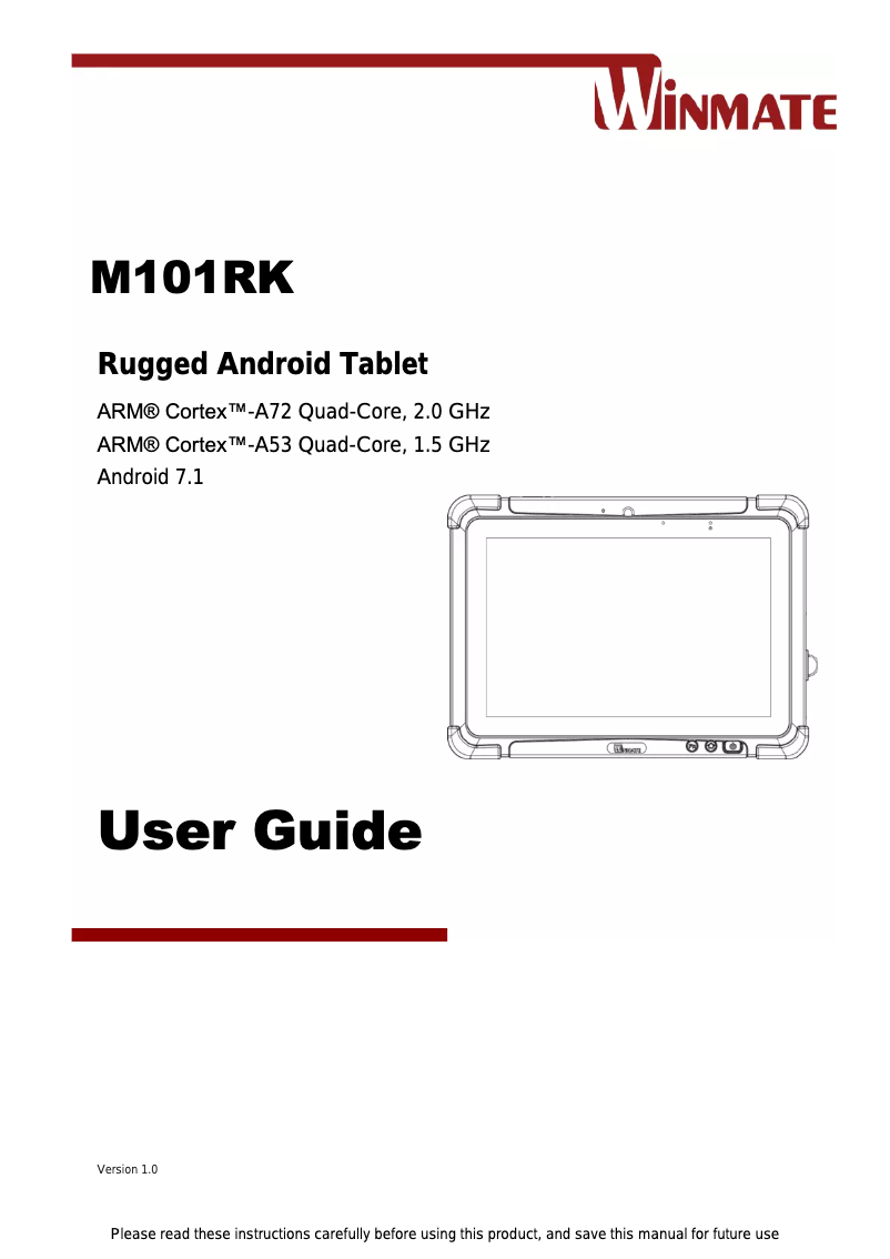 Page n°1 - Manuel utilisateur Winmate M101RK