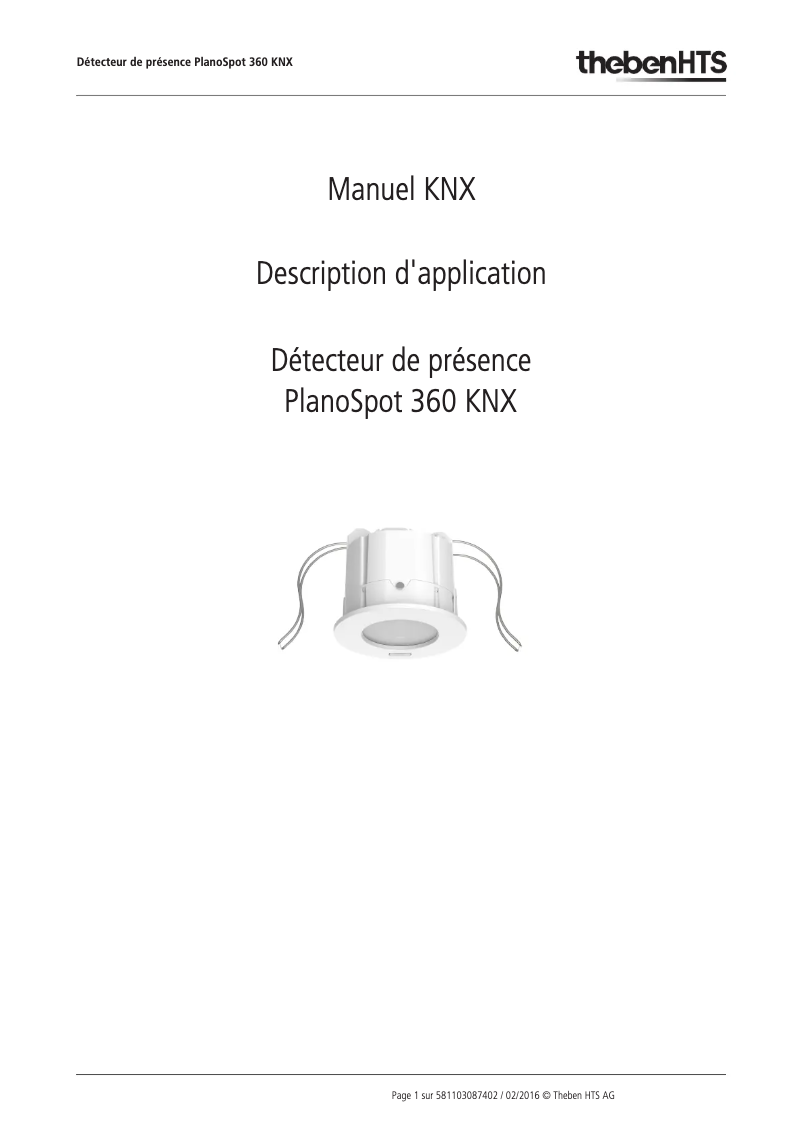 Page n°1 - Manuel utilisateur Theben PlanoSpot 360 KNX DE