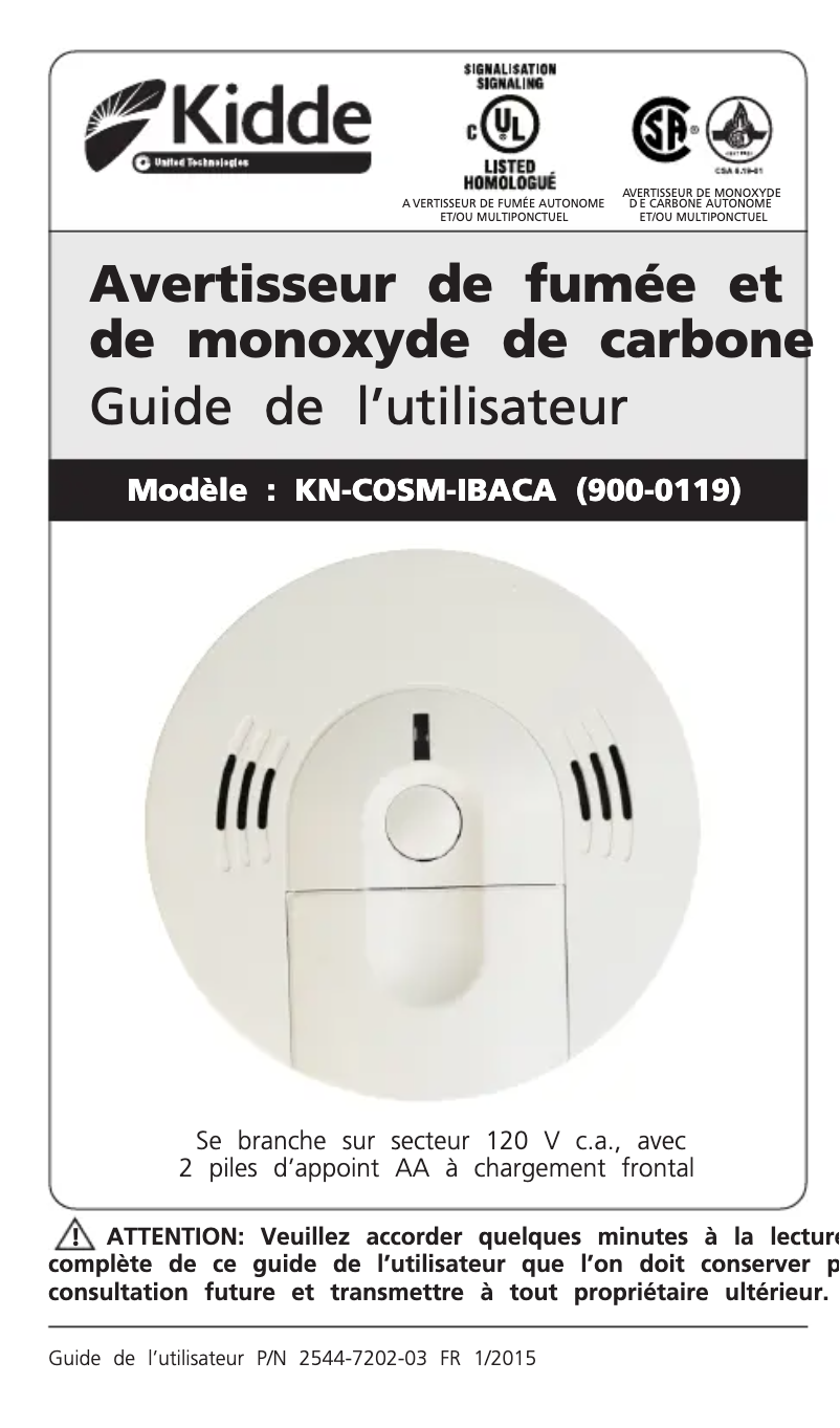 Image de la première page du manuel de l'appareil 900-0119