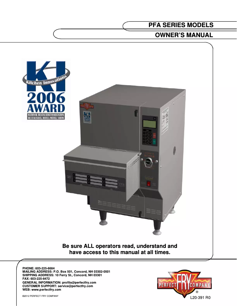 Page 1 de la notice Manuel utilisateur Perfect Fry PFA5700