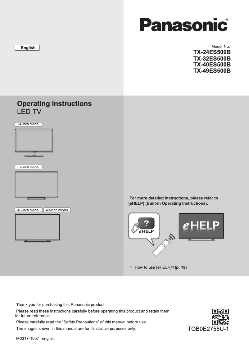 Page 1 de la notice Guide de démarrage rapide Panasonic TX-49ES500B