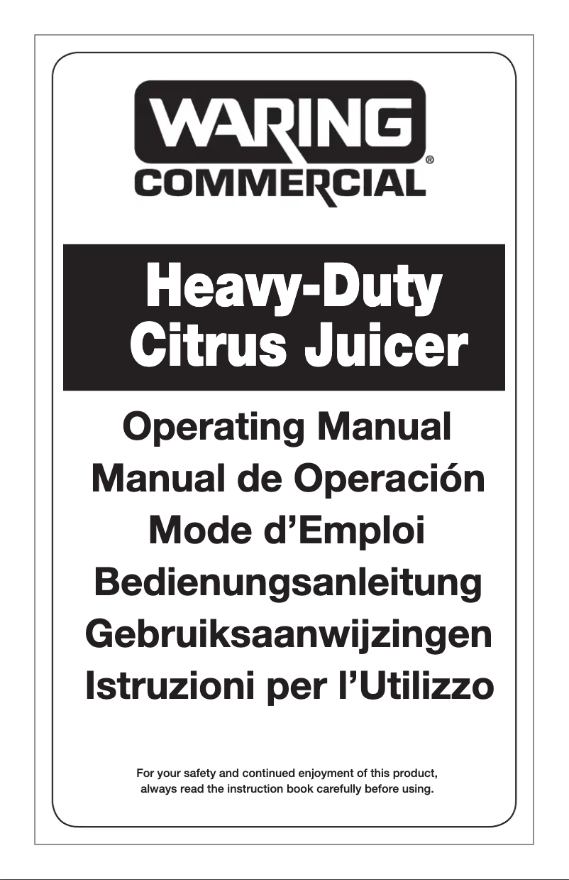 Page 1 de la notice Instructions / montage Waring Commercial JC4000