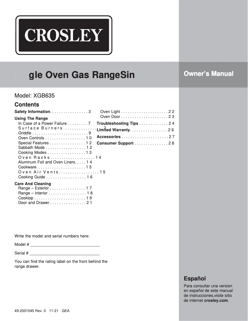 Image de la première page du manuel de l'appareil XGB635REKSS