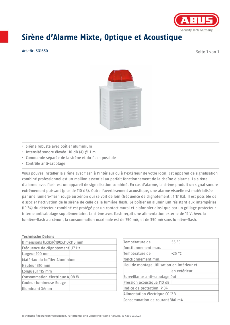 Image de la première page du manuel de l'appareil SG1650