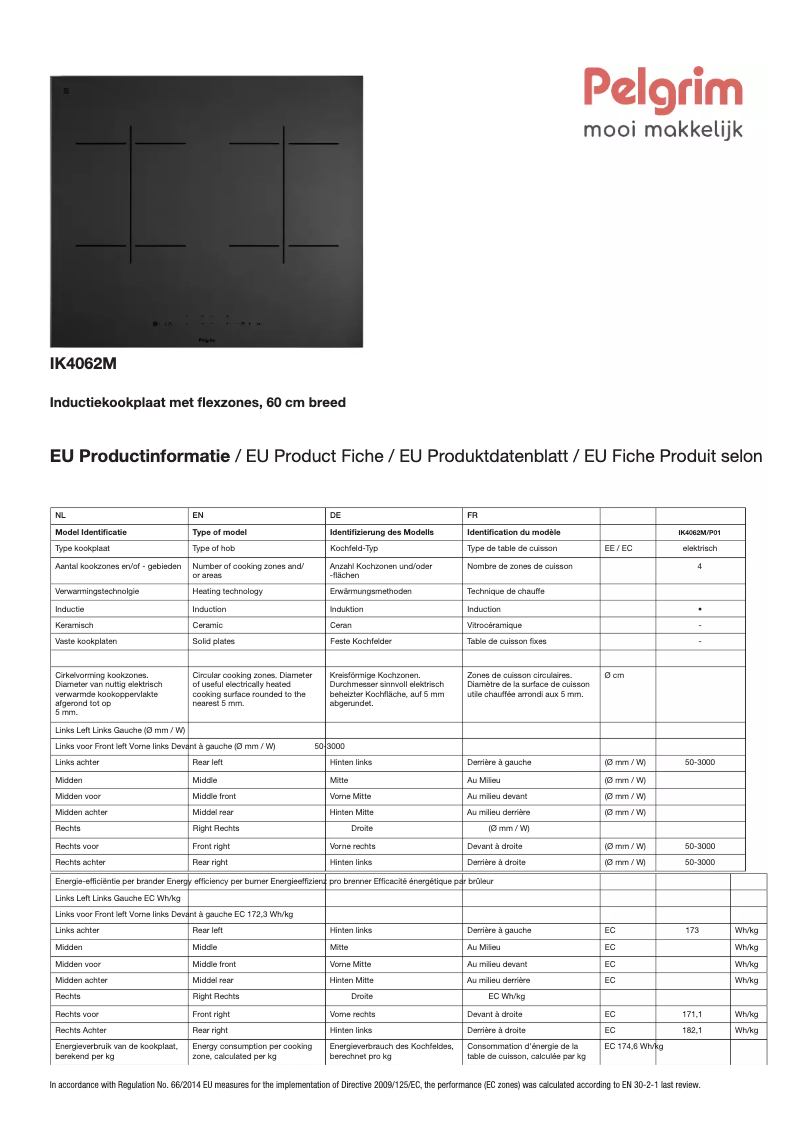 Page n°1 - Fiche technique Pelgrim IK4062M