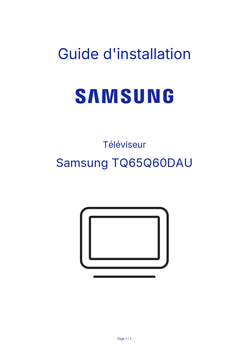 Page n°1 - Guide d'installation Samsung TQ65Q60DAU
