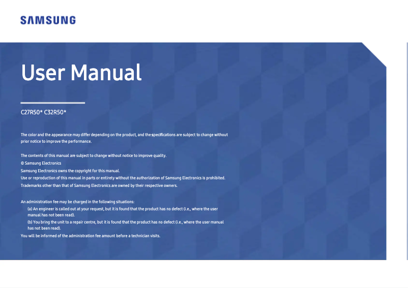 Page 1 de la notice Manuel utilisateur Samsung C27R502FHC