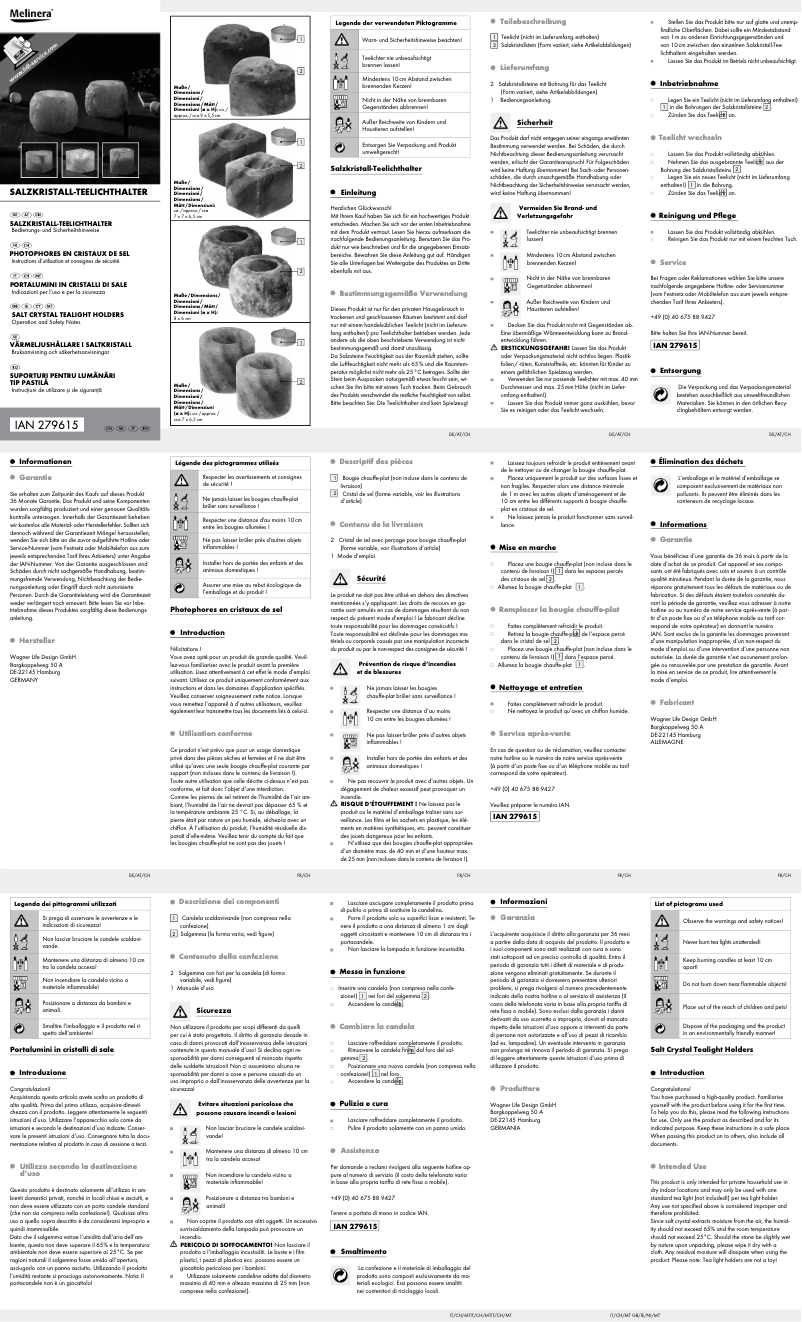 Page 1 de la notice Manuel utilisateur Melinera IAN 279615