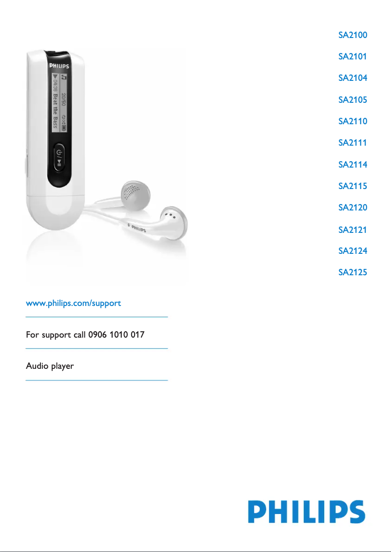 Image de la première page du manuel de l'appareil GoGear SA2100