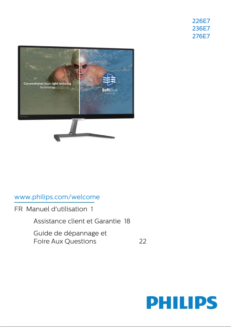Page 1 de la notice Manuel utilisateur Philips E Line 276E7EDAB