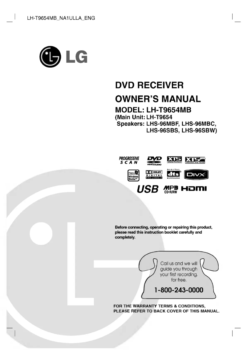 Page 1 de la notice Manuel utilisateur LG LH-T9654SB
