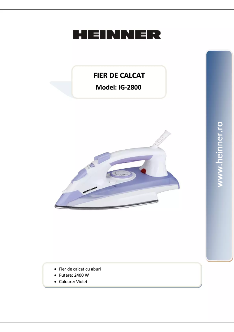 Page 1 de la notice Manuel utilisateur Heinner Glide IG-2800