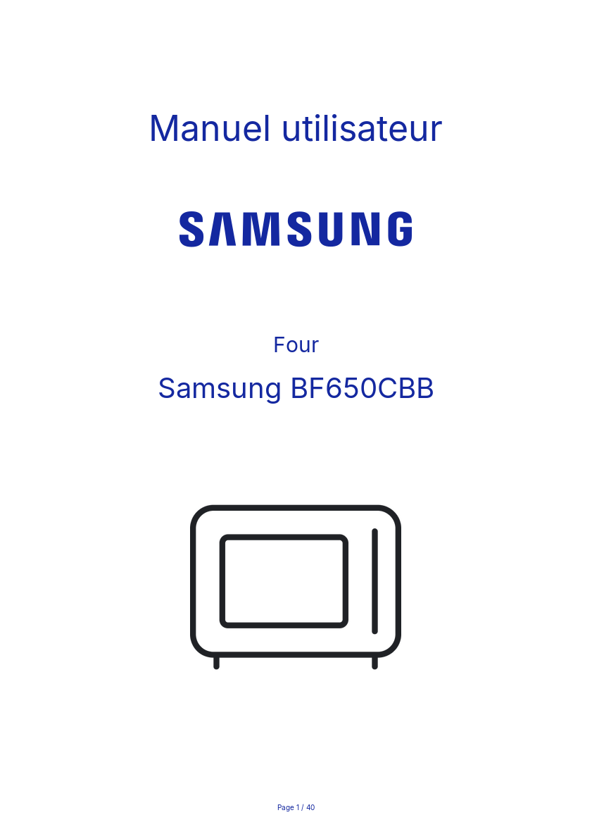 Page n°1 - Manuel utilisateur Samsung BF650CBB