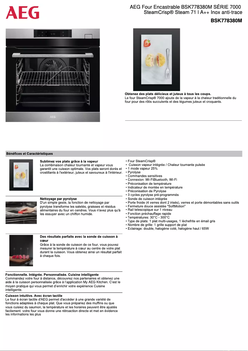 Page 1 de la notice Fiche technique AEG BSK778380M