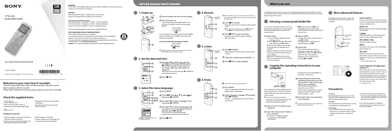 Página 1 del manual Guía de instalación Sony ICD-UX523