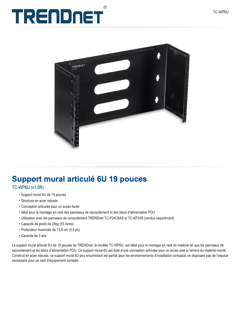 Page n°1 - Fiche technique TRENDnet TC-WP6U