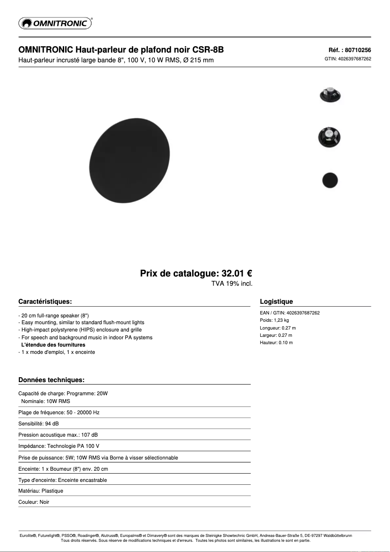 Page n°1 - Manuel utilisateur Omnitronic CSR-8B