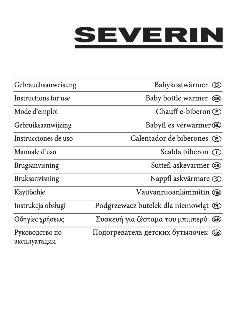 Page 1 de la notice Manuel utilisateur Severin BK 3177