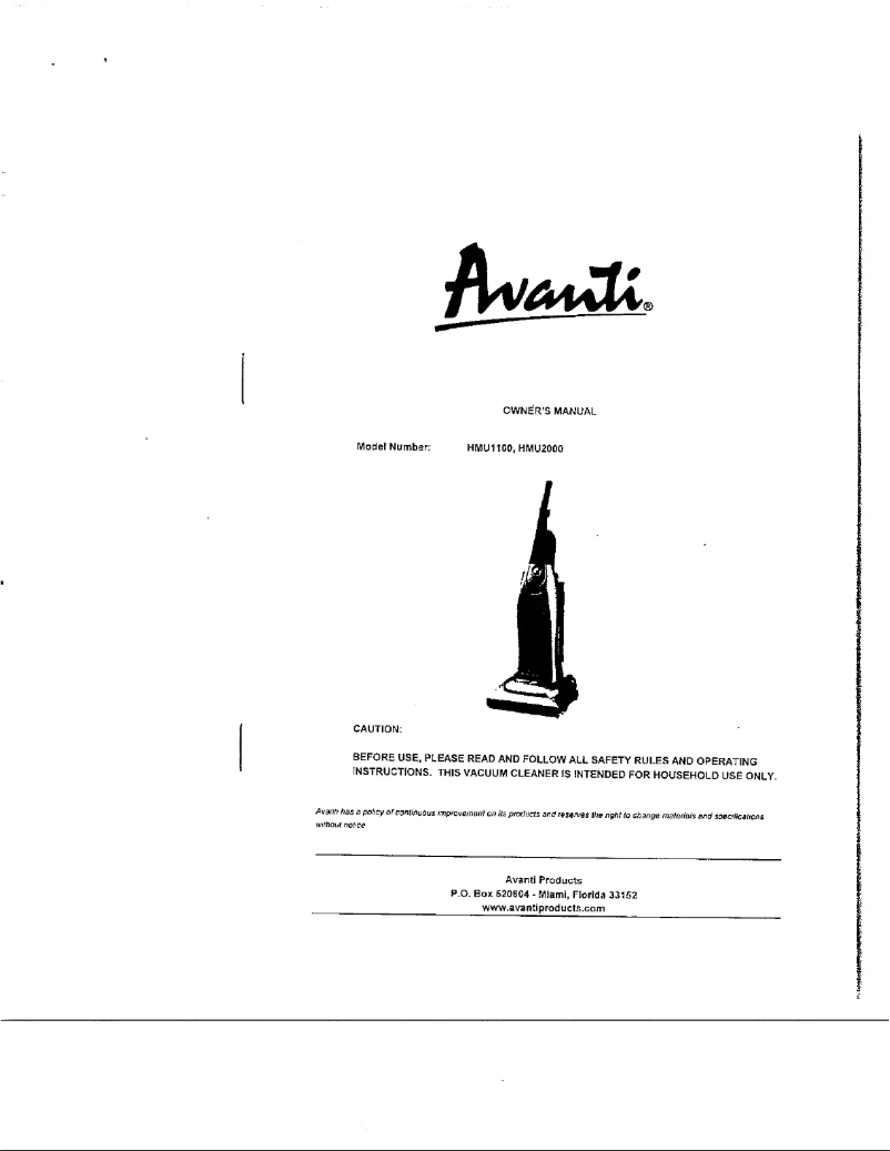 Image de la première page du manuel de l'appareil HMU2000