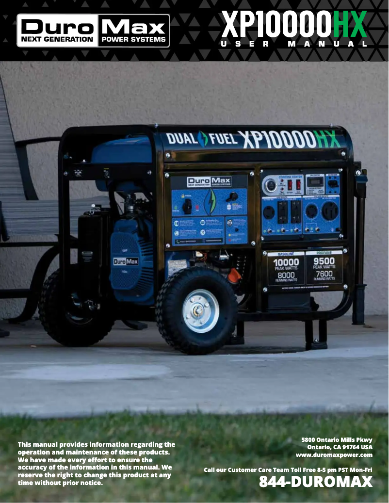 Page 1 of the manual User Manual DuroMax XP10000HX