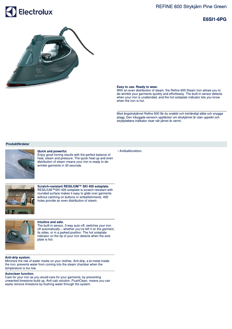 Image de la première page du manuel de l'appareil Refine 600 E6SI1-6PG