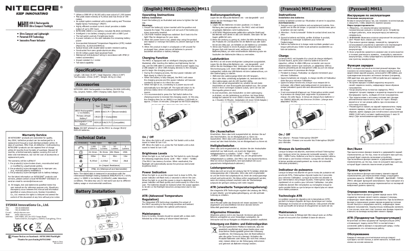 Image de la première page du manuel de l'appareil MH11