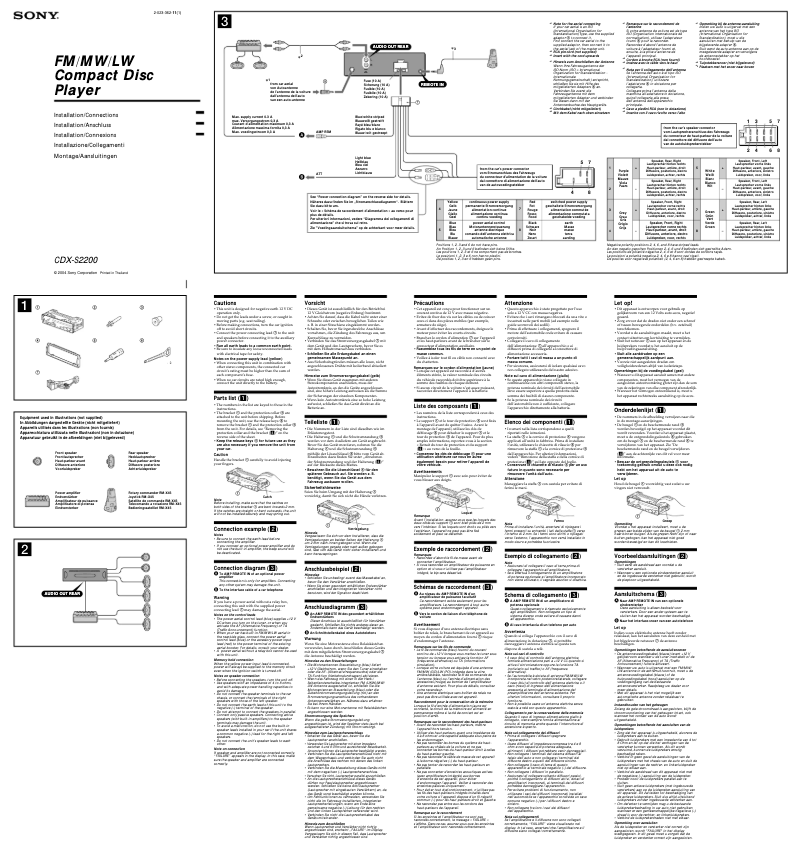 Image de la première page du manuel de l'appareil CDX- S2200