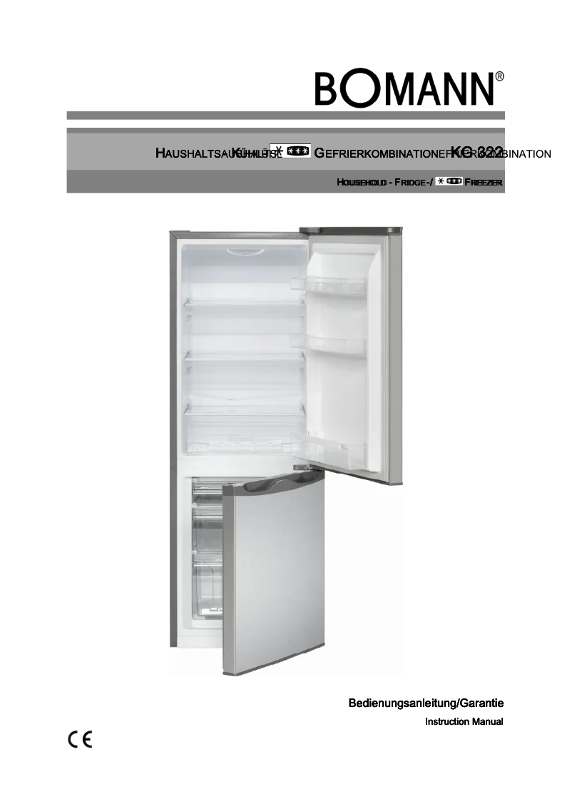 Page 1 de la notice Manuel utilisateur Bomann KG 322