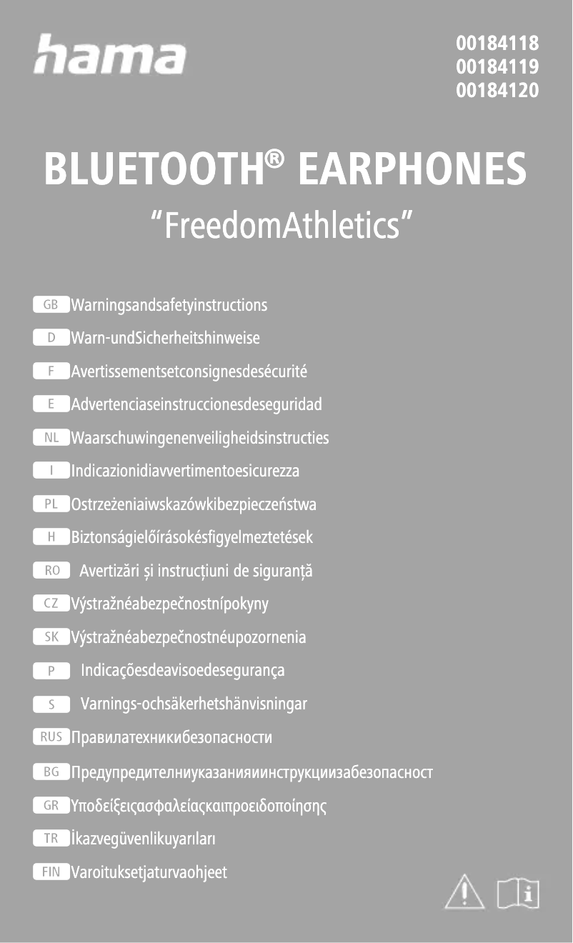 Page 1 de la notice Instructions de sécurité Hama Freedom Athletics 00184119