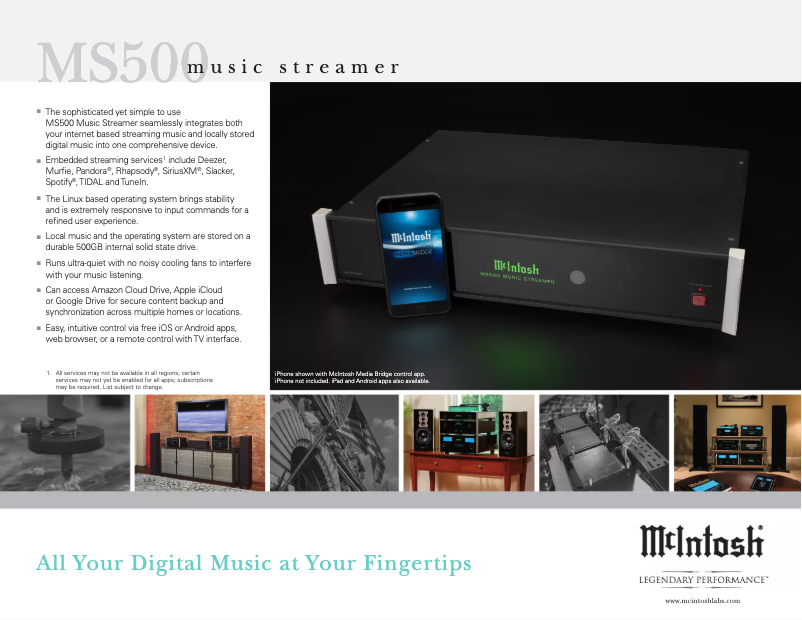 Page 1 de la notice Fiche technique McIntosh MS500