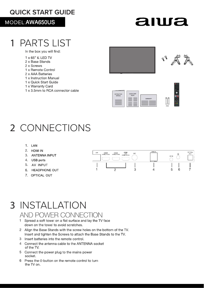 Página 1 del manual Guía de inicio rápido Aiwa AWA650US